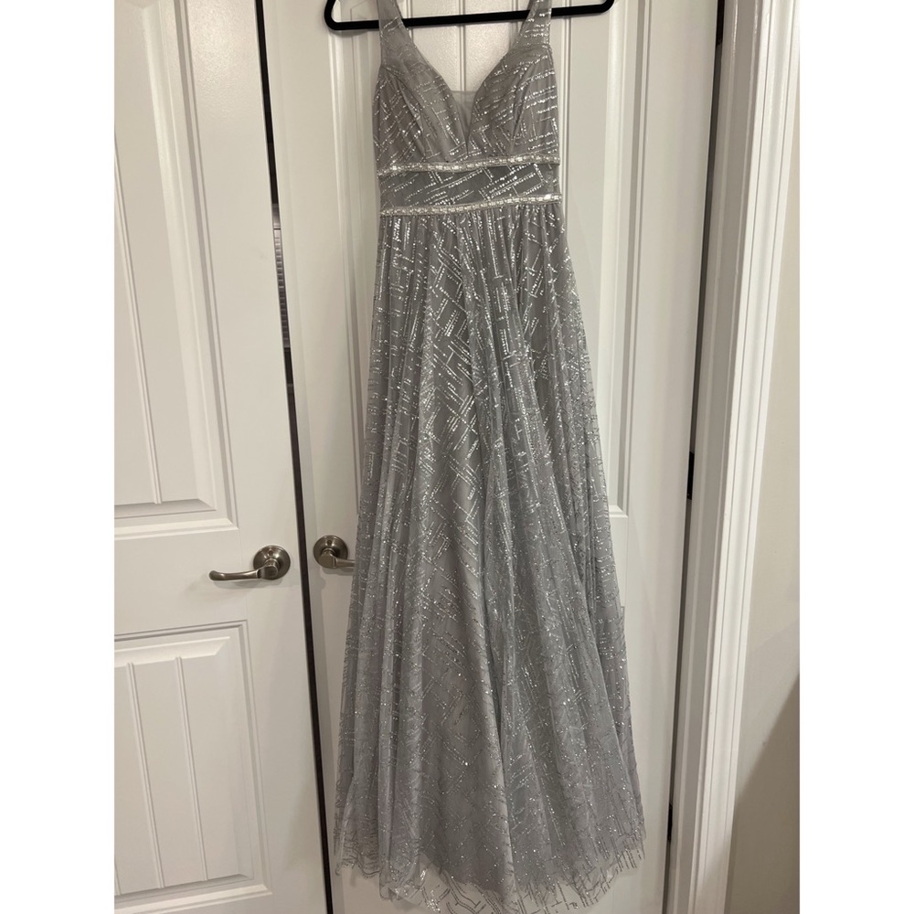Silver Glitter Prom Dress
